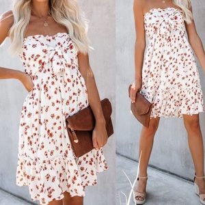 Vici Collection Tie-front Floral Strapless Dress